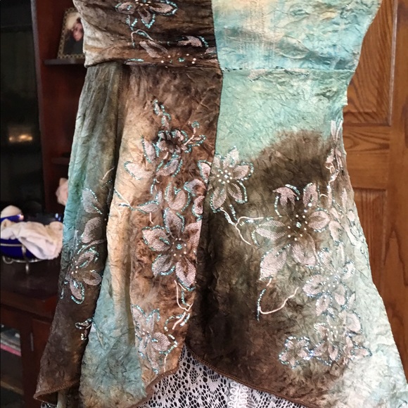 CRUSHED VELVET FEEL! VERY SOFT!TURQUOISE AND BROWNS, SOFT AND VELVETY! ENC❗️ - Picture 5 of 8